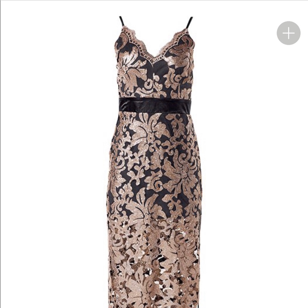 Venus size 2 black and gold sequined maxi dress